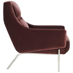 Vista Lounge Chair, Contemporary Armchair, in Holly Hunt Velvet Stainless Steel