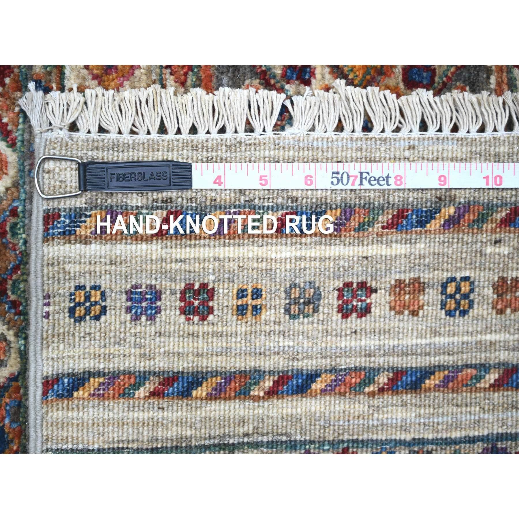 Vista White Afghan Super Kazak All Wool Hand Knots Rugs Tappeto orientale 8'10