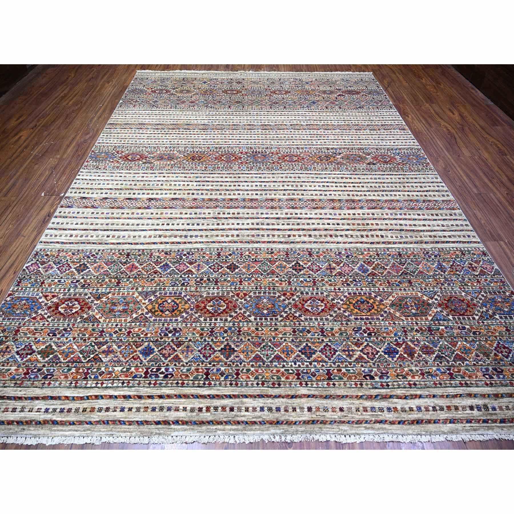 Kazako Vista White Afghan Super Kazak All Wool Hand Knots Rugs Tappeto orientale 8'10