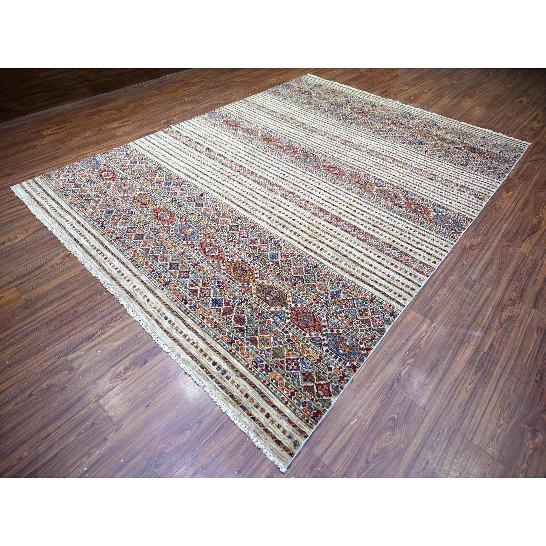 Afghano Vista White Afghan Super Kazak All Wool Hand Knots Rugs Tappeto orientale 8'10