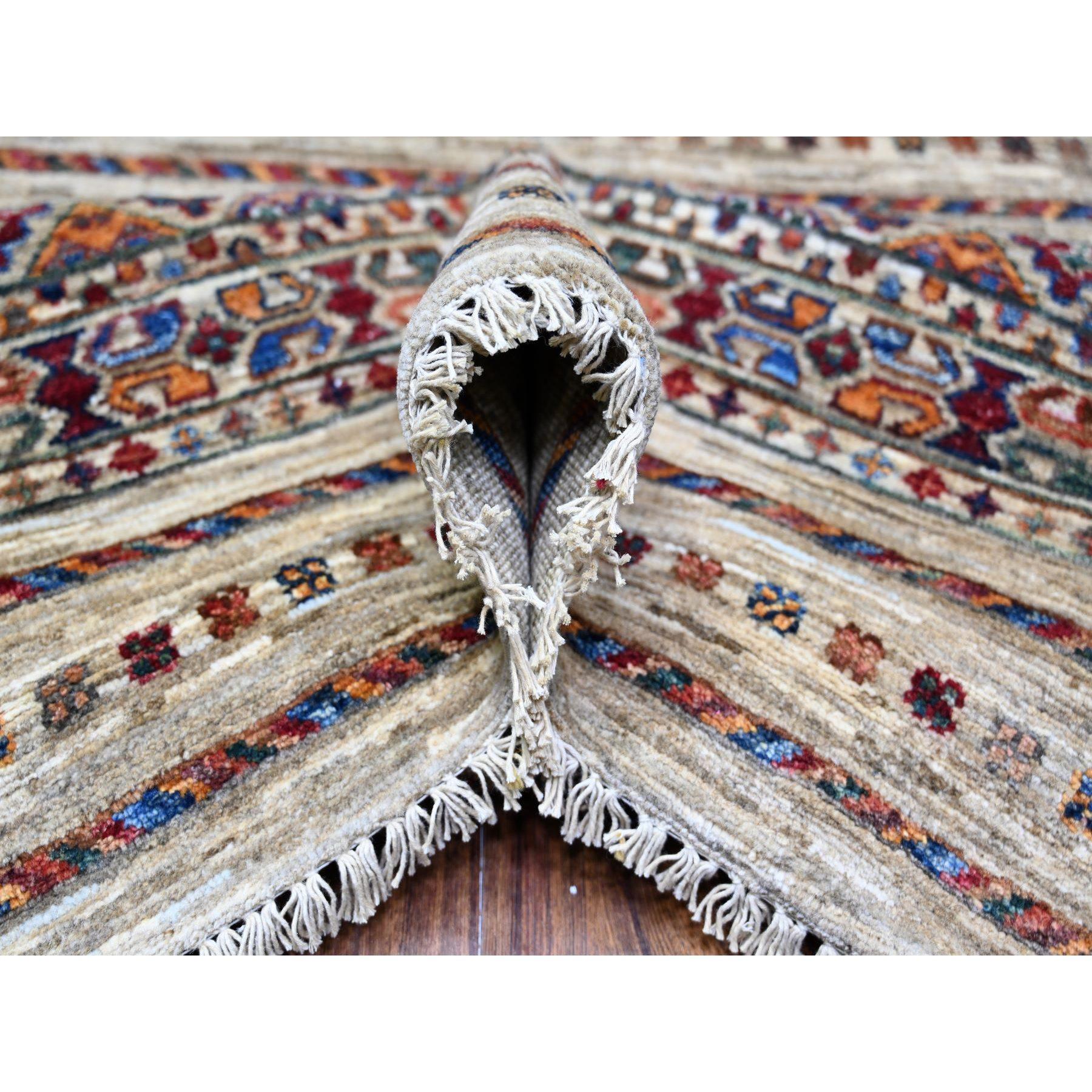 Vista White Afghan Super Kazak All Wool Hand Knots Rugs Tappeto orientale 8'10