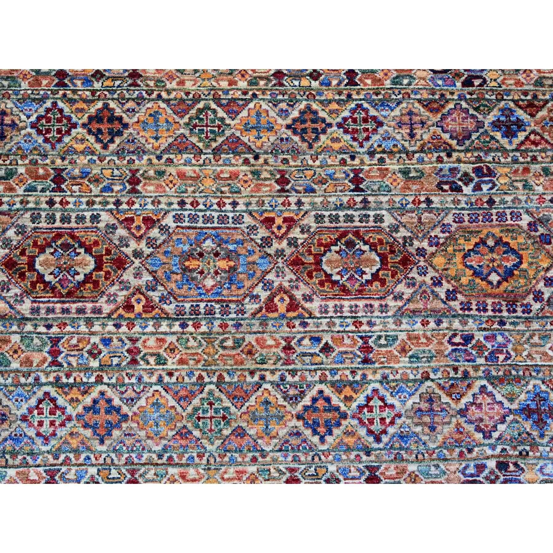 Vista White Afghan Super Kazak All Wool Hand Knots Rugs Tappeto orientale 8'10