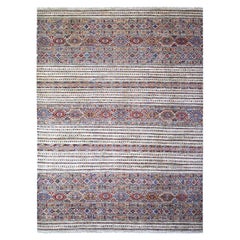 Vista Alfombra Oriental Blanca Afgana Super Kazak Toda de Lana Anudada a Mano 8'10" x 11'10