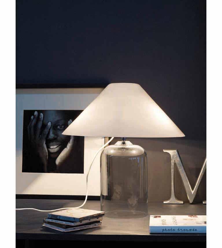 Modern Vistosi Alega Table Lamp Transparent Base Glass And White Diffuser For Sale