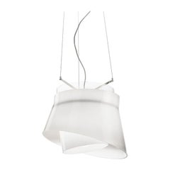 Vistosi Aria Suspension Light with Glossy Nickel Frame by Giovanni Barbato