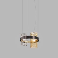 Vistosi Armonia Pendant Light in Amber Smoke Glass