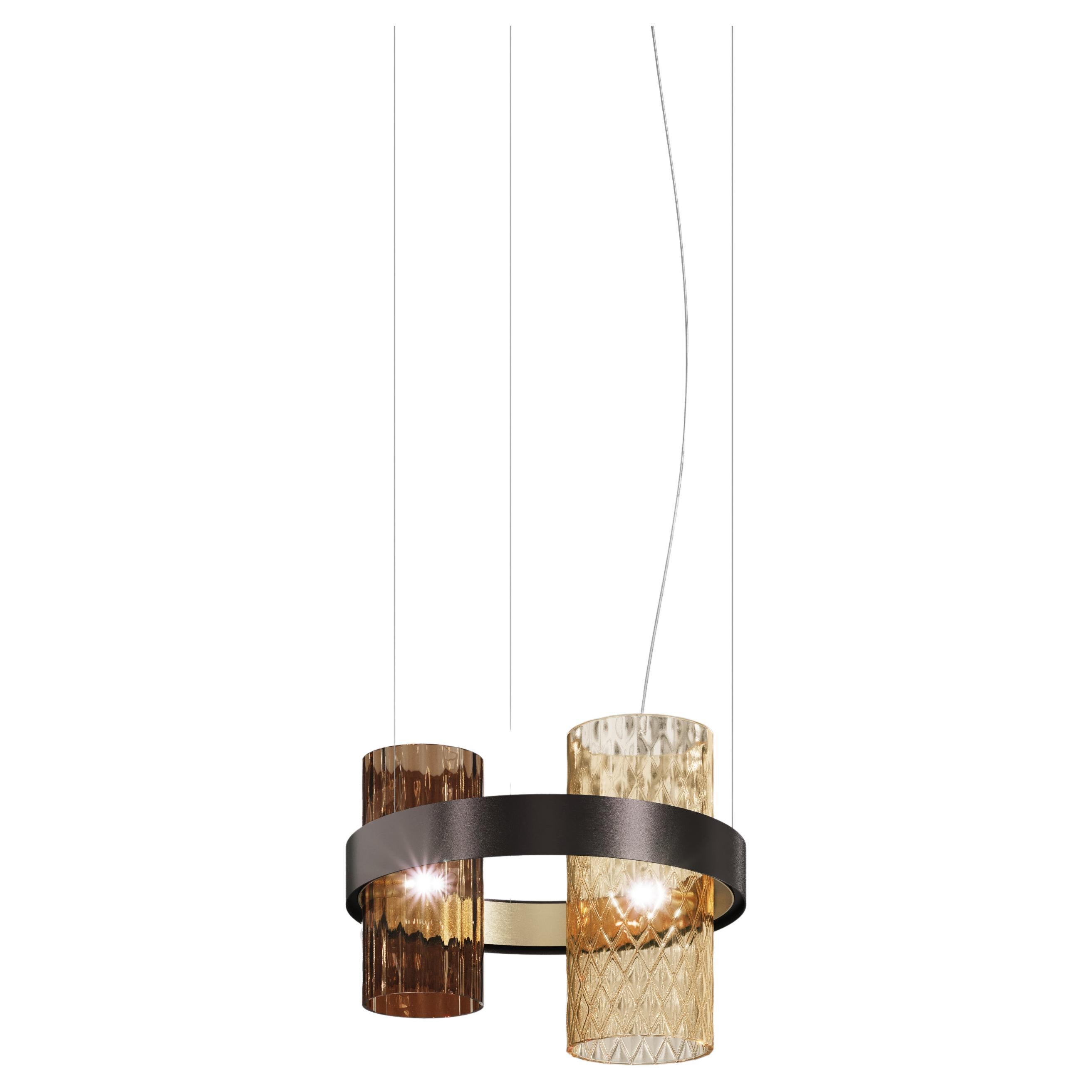 Vistosi Armonia Pendant Light in Terra Amber Glass