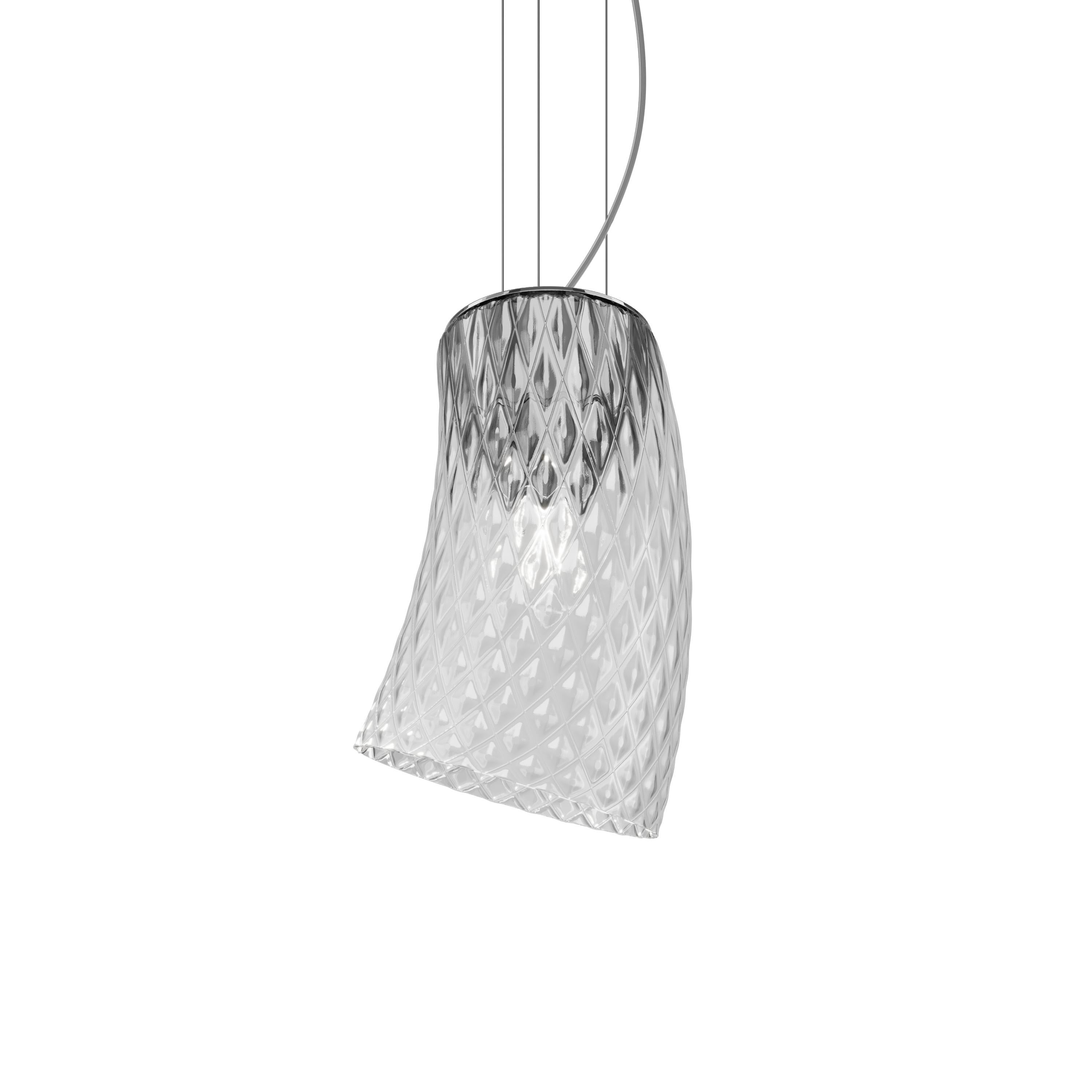 Modern Vistosi Assiba Pendant Light in Crystal Balloton Glass For Sale