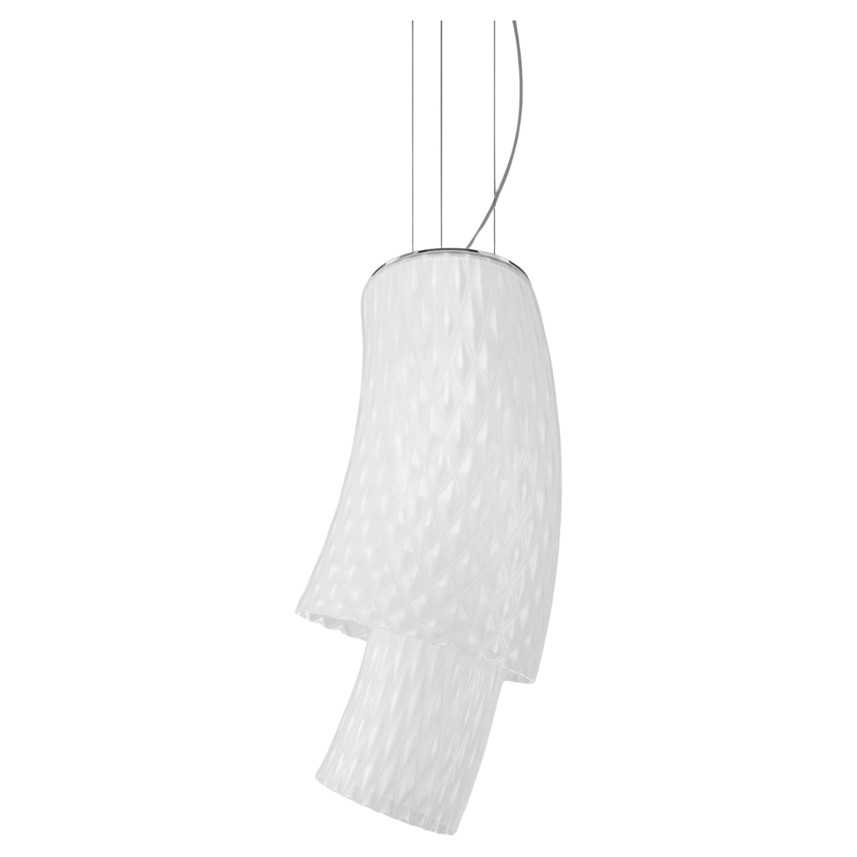 Vistosi Assiba Pendant Light in White Baloton Glass For Sale