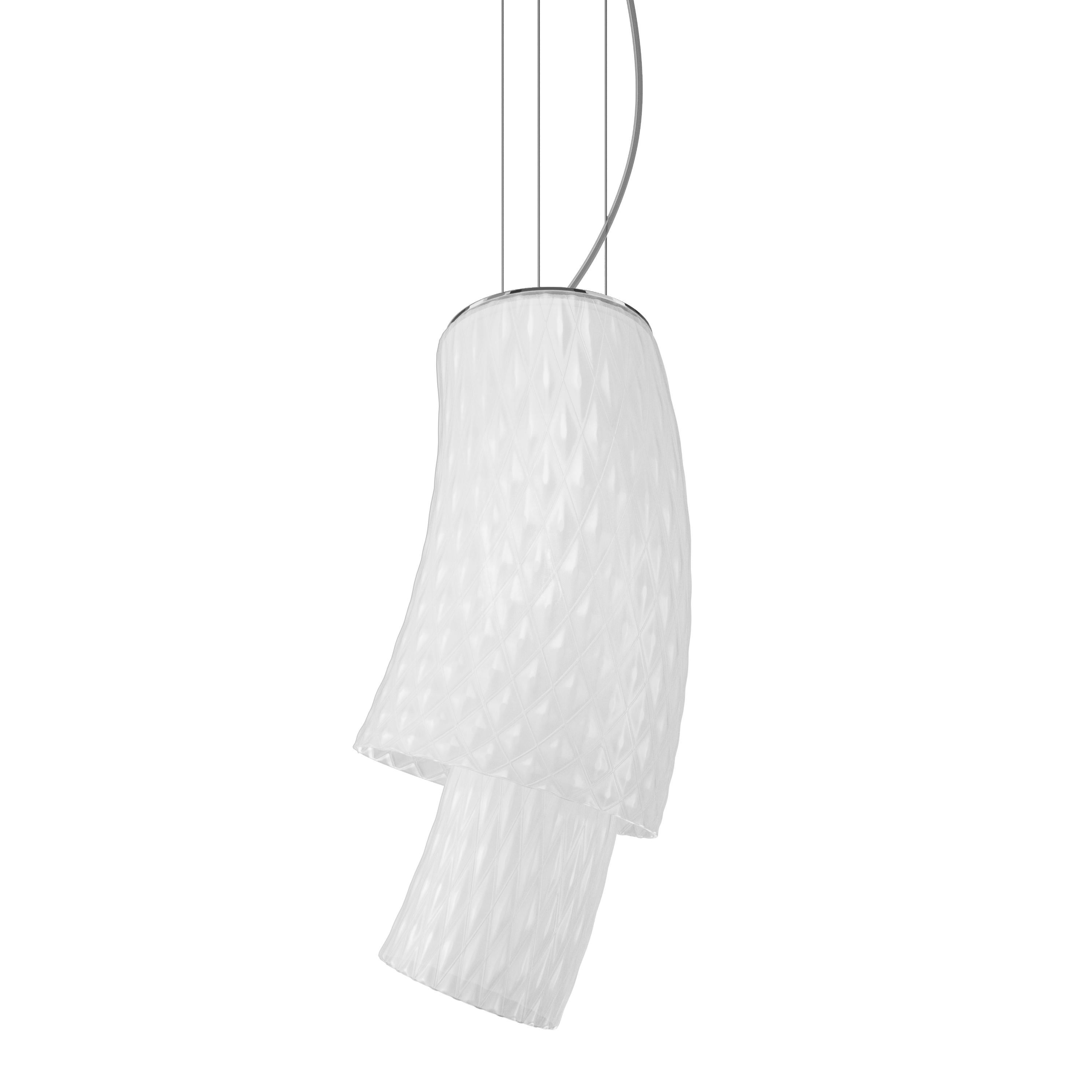 Modern Vistosi Assiba Pendant Light in White Baloton Glass For Sale