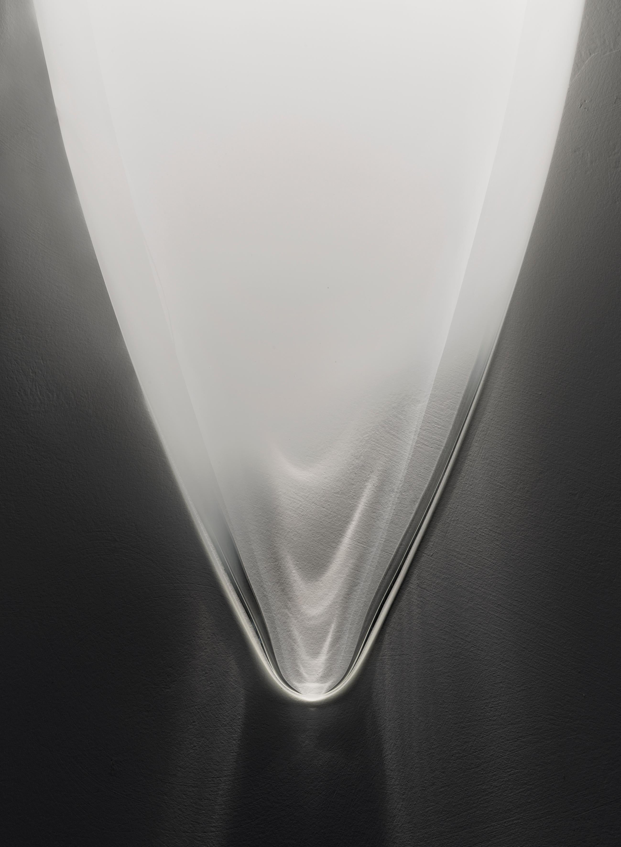 Italian Vistosi Baco Pendant Light in White Shaded Glass For Sale