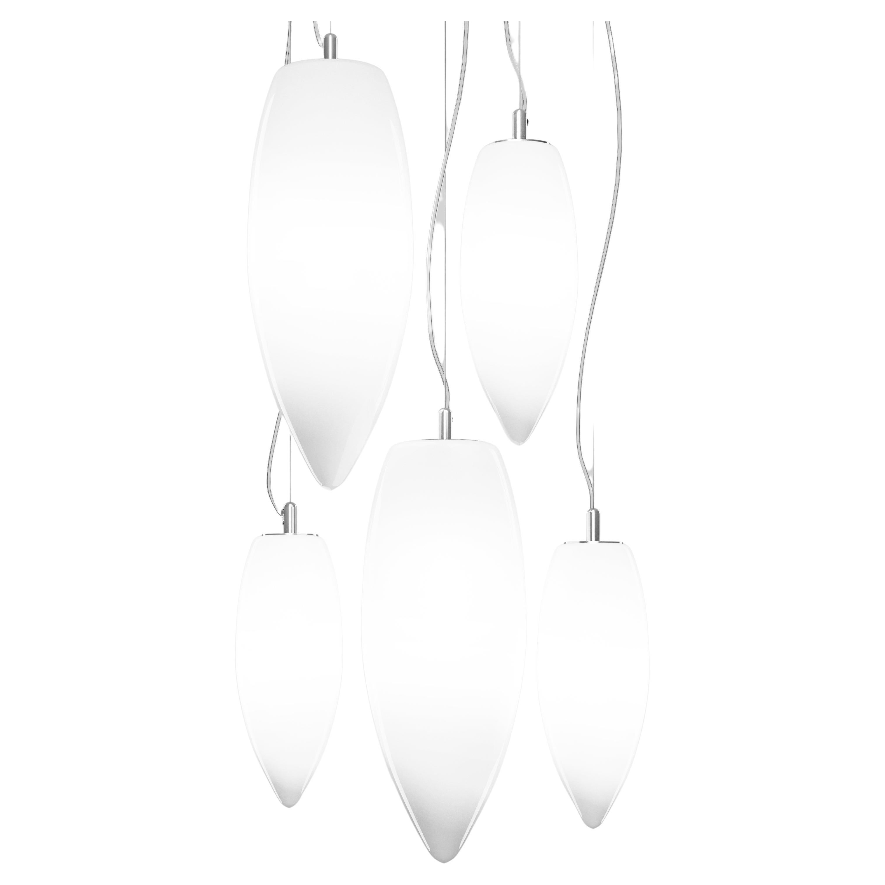 Vistosi Baco Pendant Light in White Shaded Glass For Sale