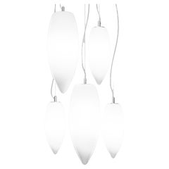 Vistosi Baco Pendant Light SP 5M1 in White Shaded Glass by Mauro Olivieri