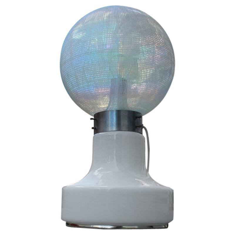 Vistosi Ball Weiß Tischlampe Pop Art Italien 1970er Jahre Italienisches Design Stahl