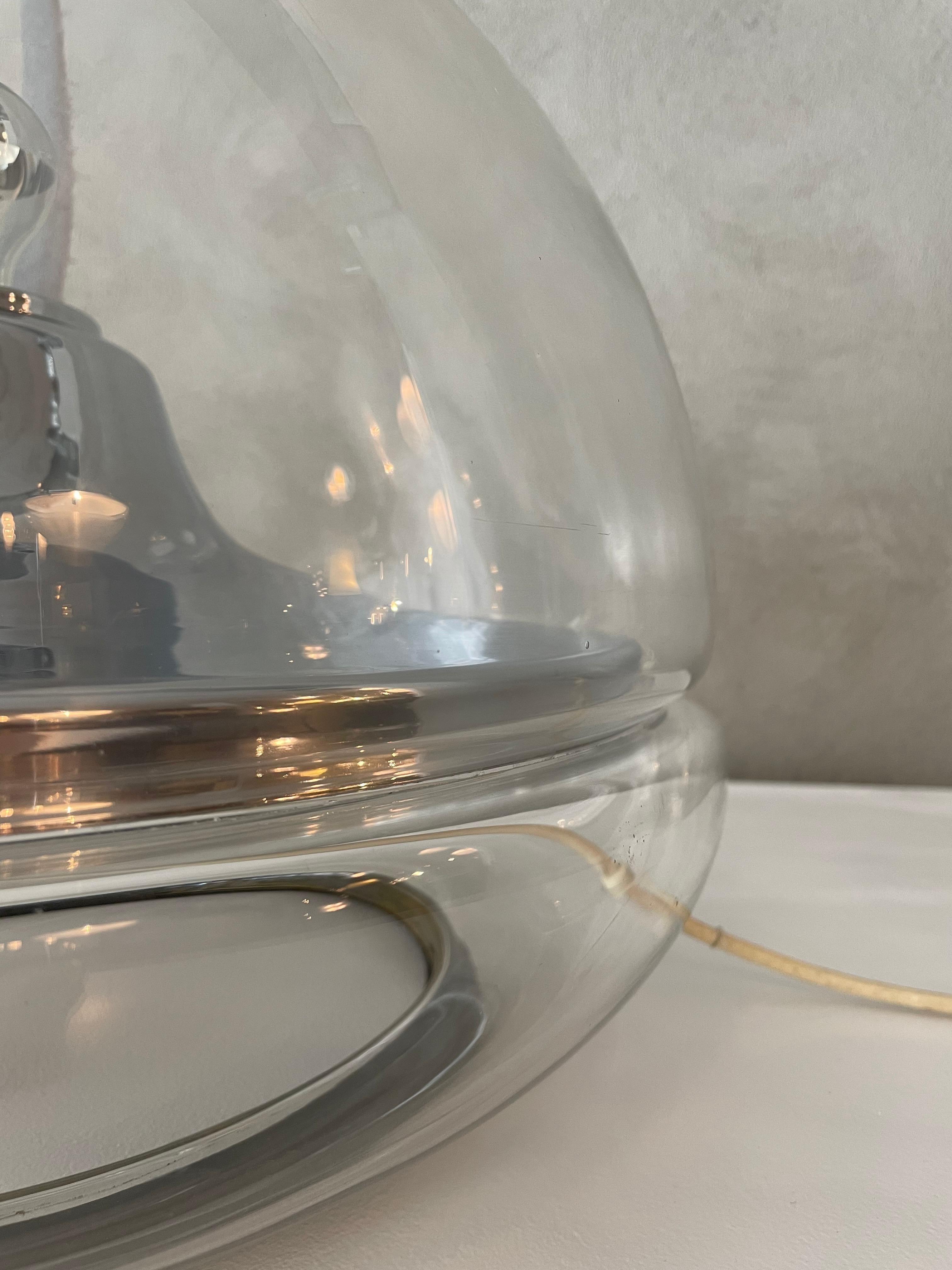 Italian Vistosi Big Spherical Murano Glass and Chrome Table Lamp, Italy, 1970