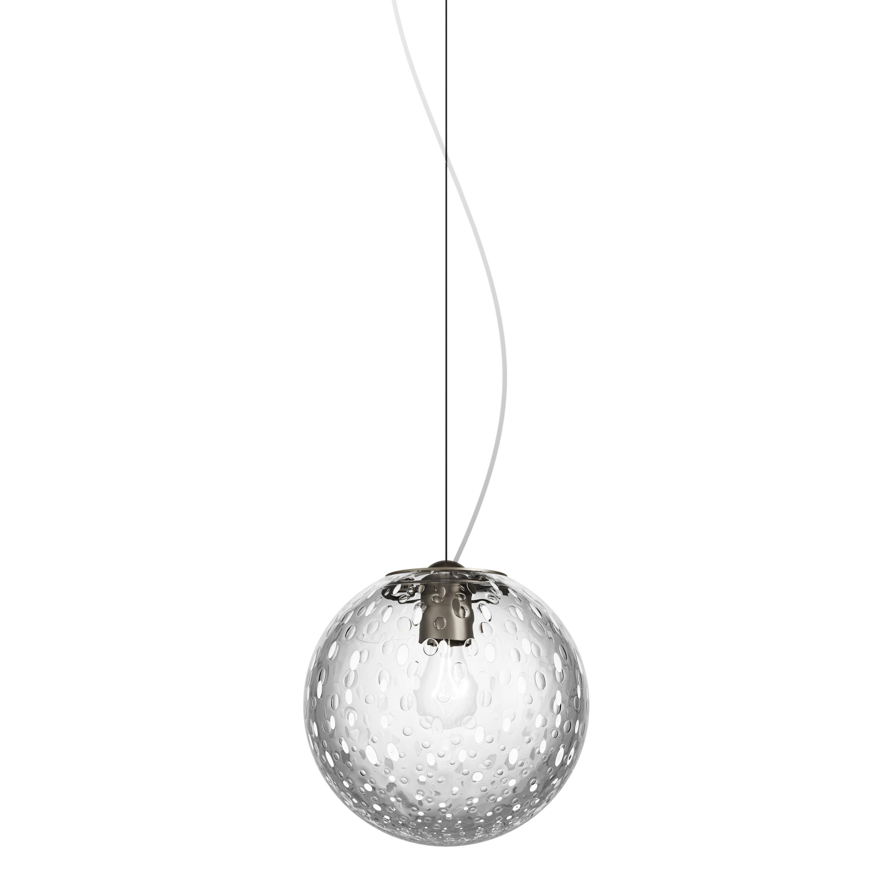 Modern Vistosi Bolle Pendant Light in Crystal Bubbles With Satin Nickel Frame For Sale