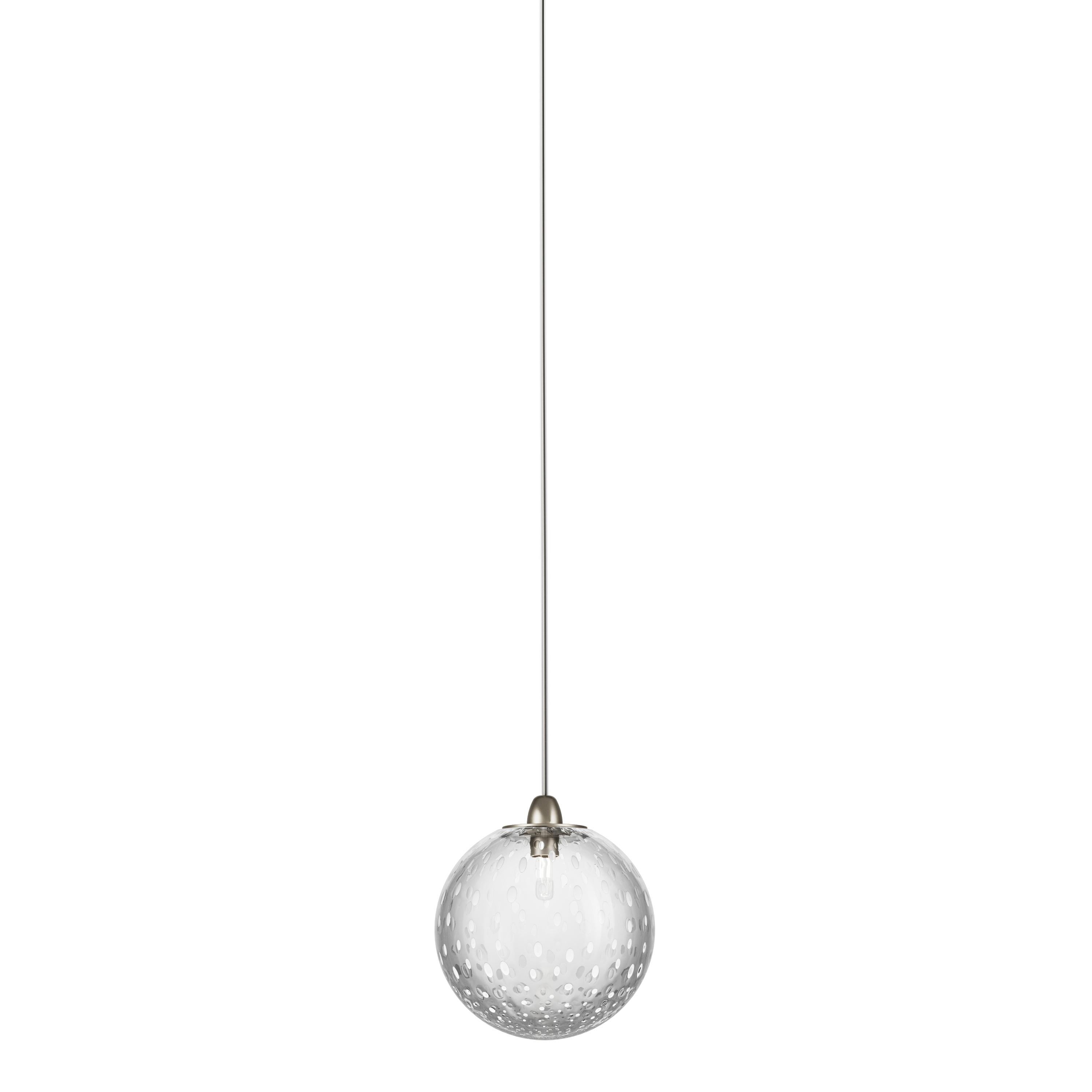 Modern Vistosi Bolle Pendant Light in Crystal Bubbles with Satin Nickel Frame For Sale