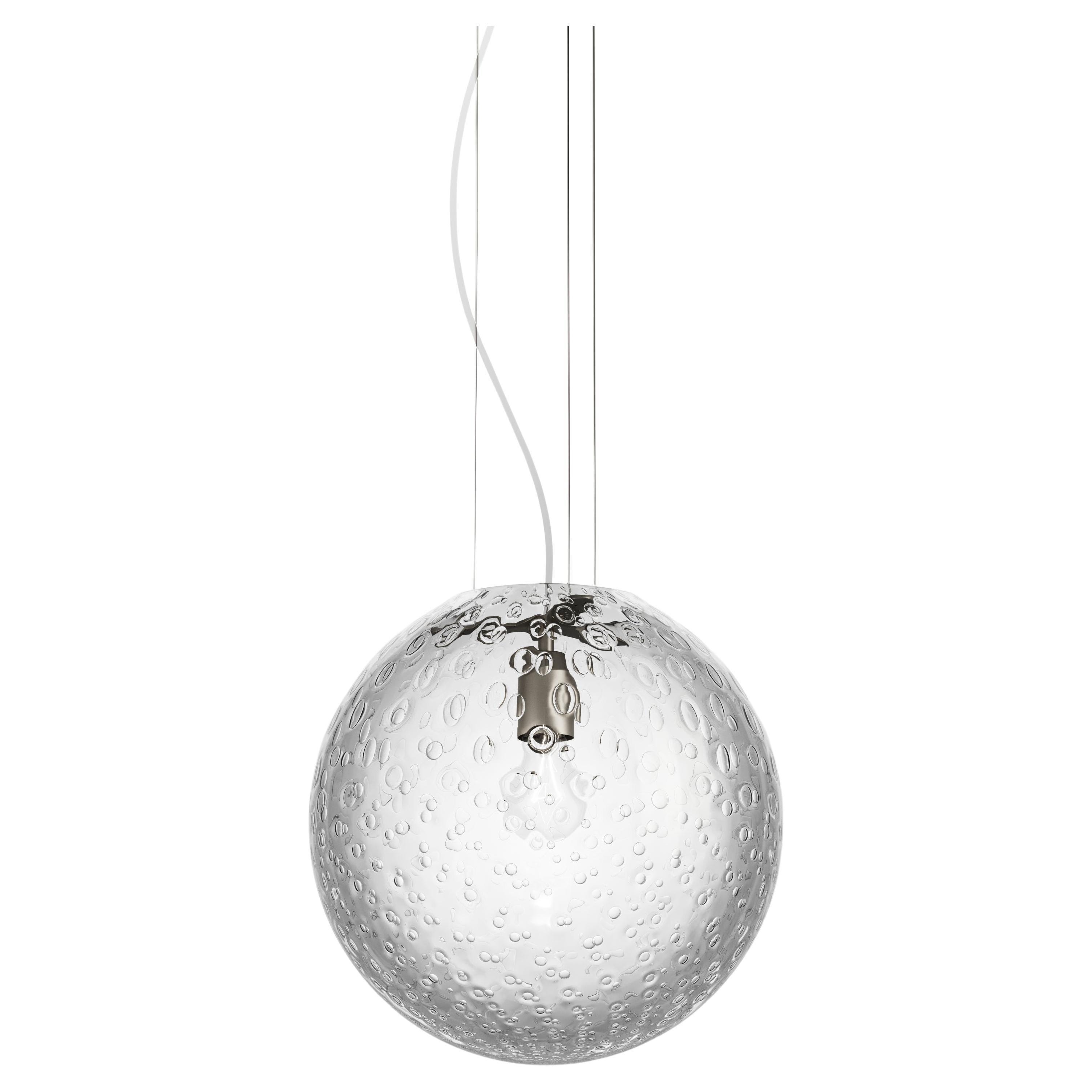 Vistosi Bolle Pendant Light in Crystal And Satin Nickel Frame For Sale