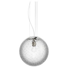 Vistosi Bolle Pendant Light in Crystal And Satin Nickel Frame