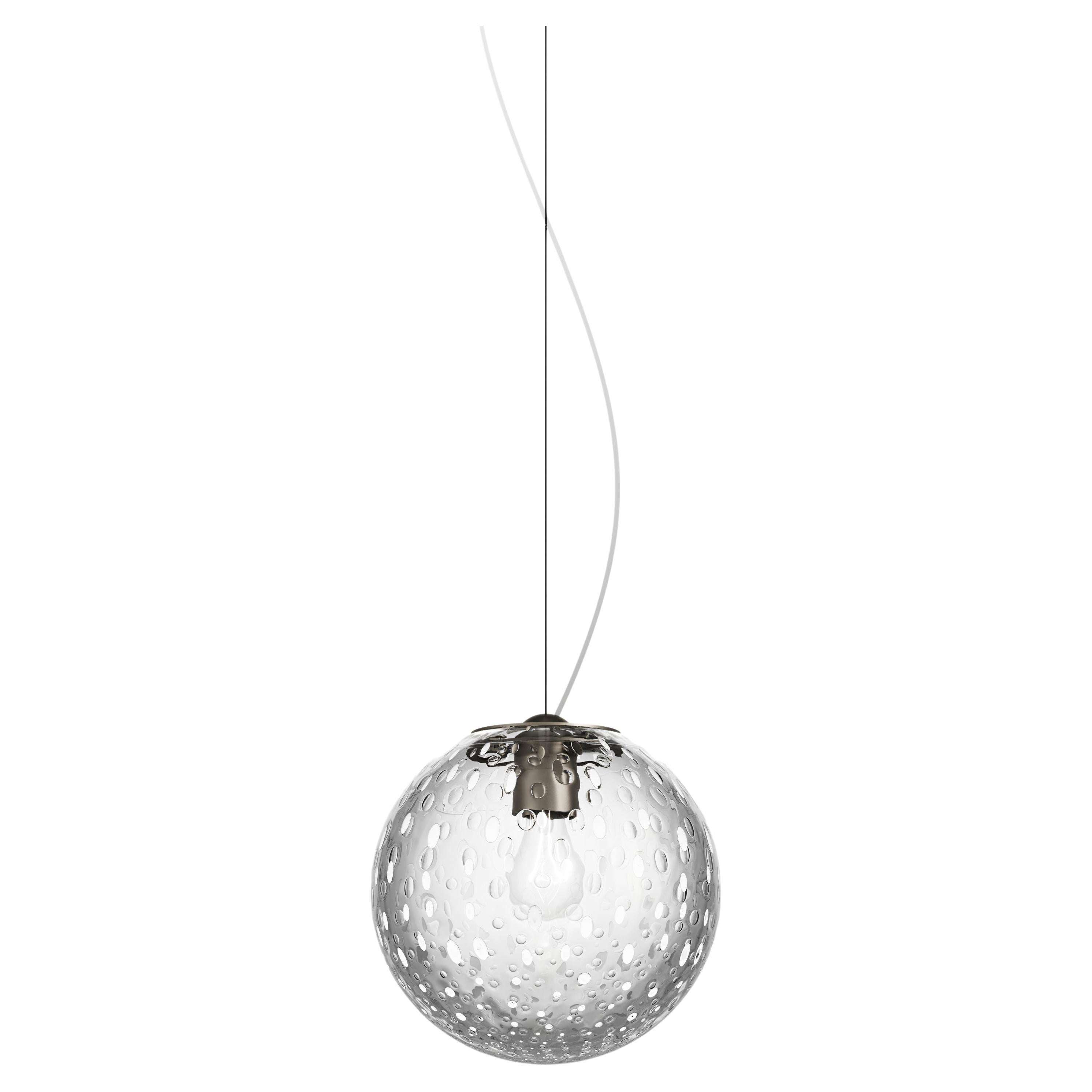 Vistosi Bolle Pendant Light in Crystal Bubbles With Satin Nickel Frame For Sale