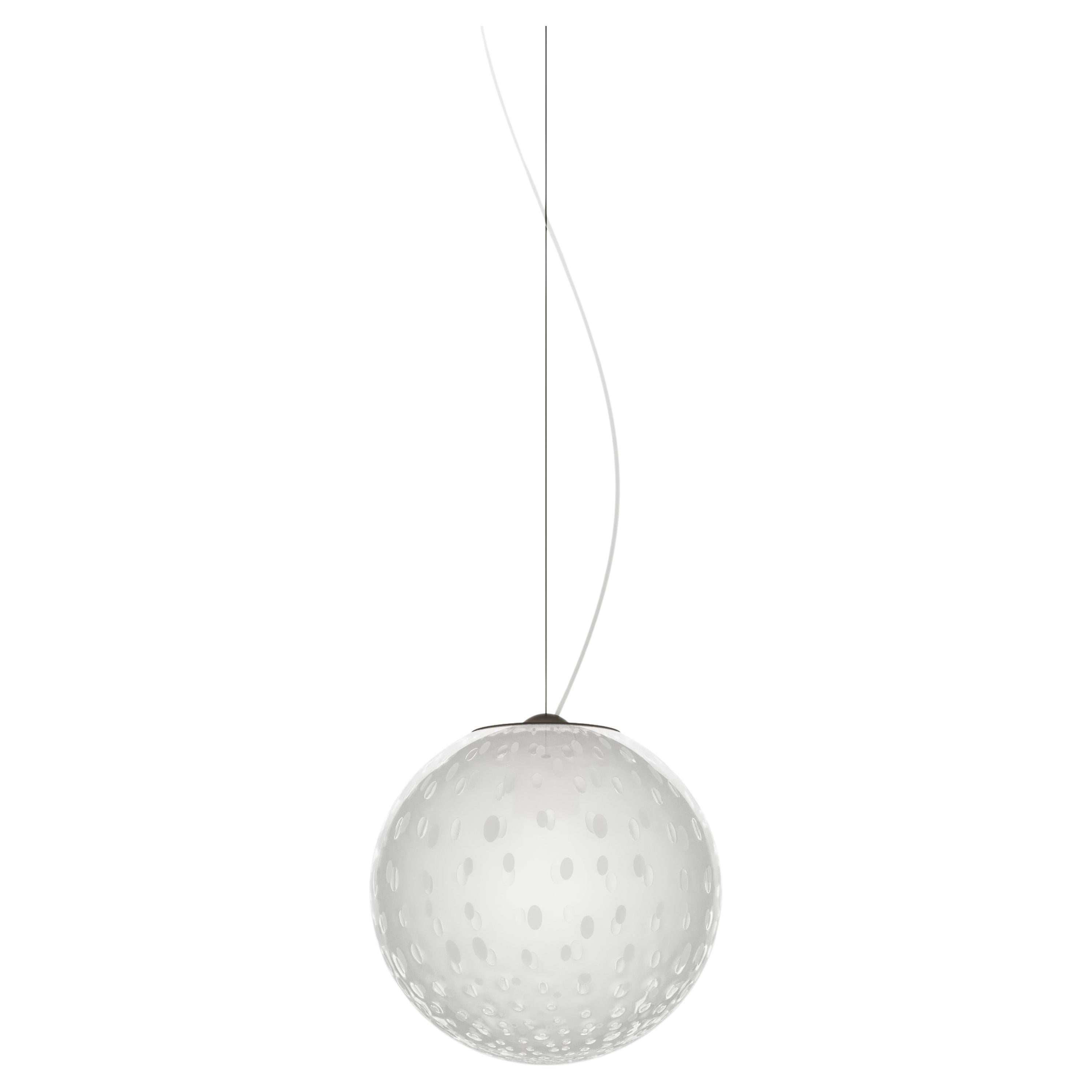 Vistosi Bolle Pendant Light in White Bubbles With Satin Nickel Frame For Sale