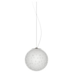 Vistosi Bolle Pendant Light in White Bubbles With Satin Nickel Frame