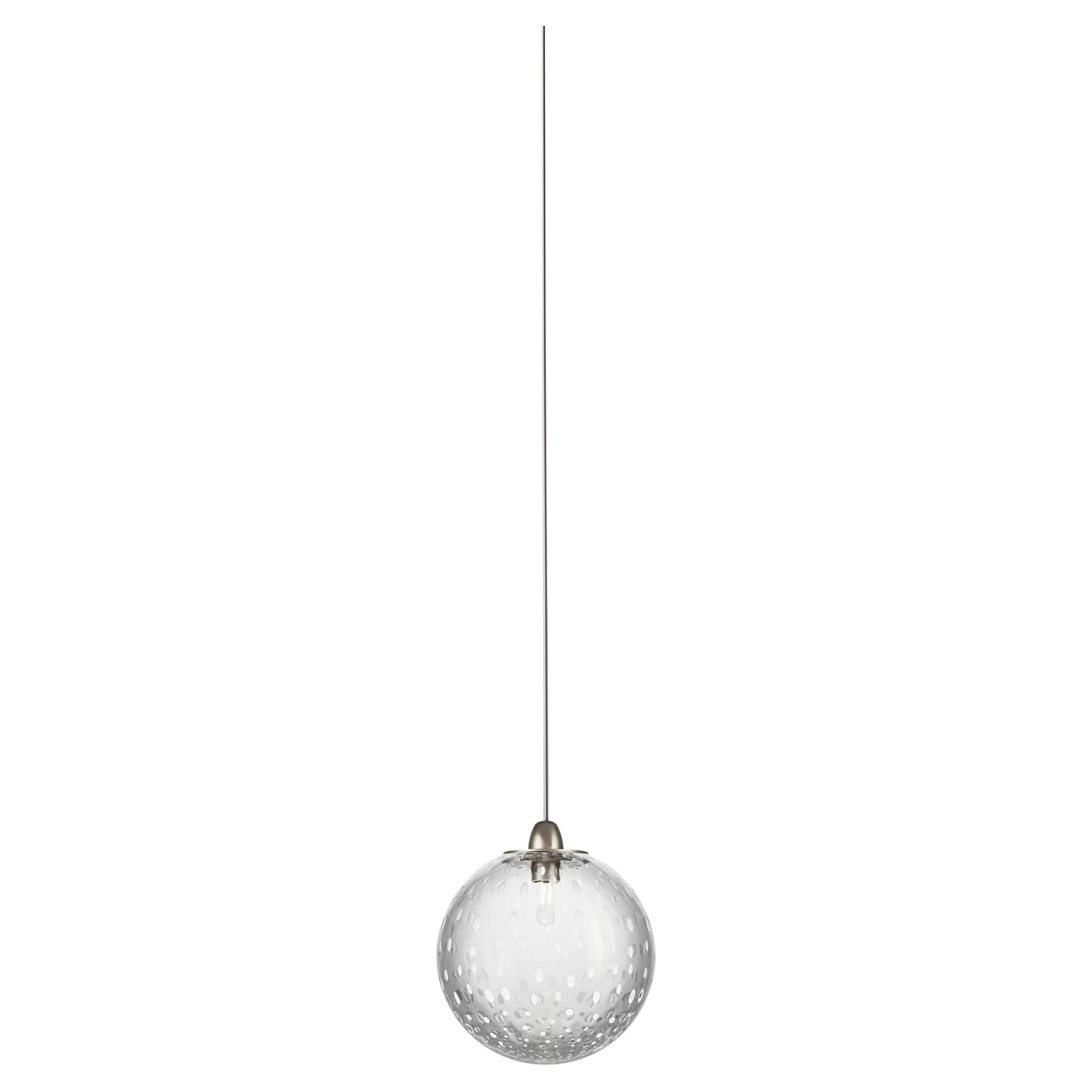 Vistosi Bolle Pendant Light in Crystal Bubbles with Satin Nickel Frame For Sale