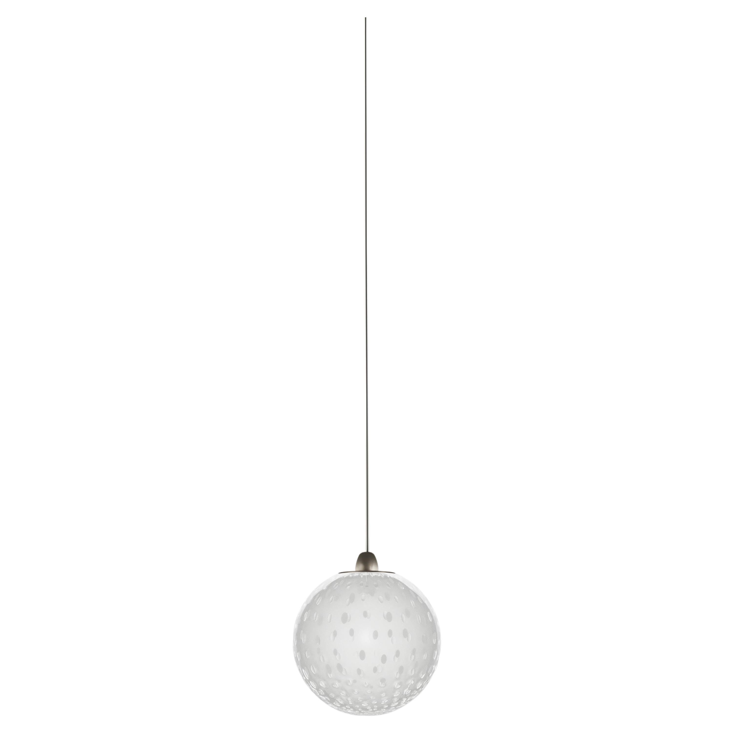 Vistosi Bolle Pendant Light in White Bubbles With Satin Nickel Frame For Sale