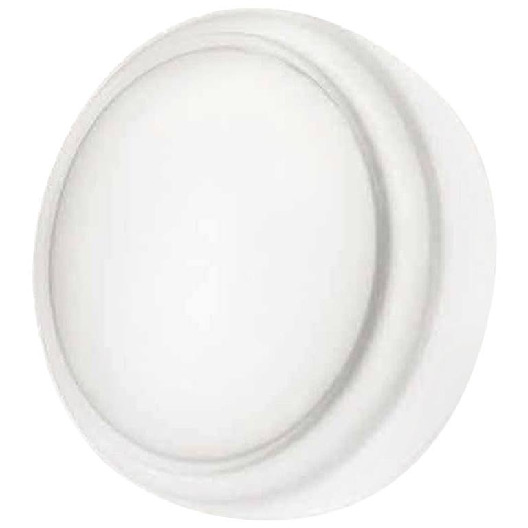 Modern Bot Round Wall/Flush Mount in Glossy White Glass For Sale