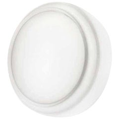 Modern Bot Round Wall/Flush Mount in Glossy White Glass