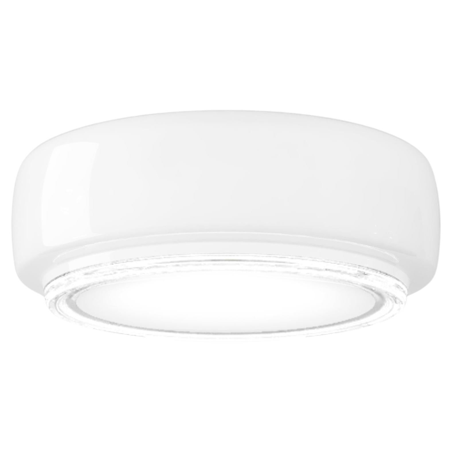 Vistosi Bot Flush Mount/Wall Scone in White Crystal And Glossy White Frame For Sale