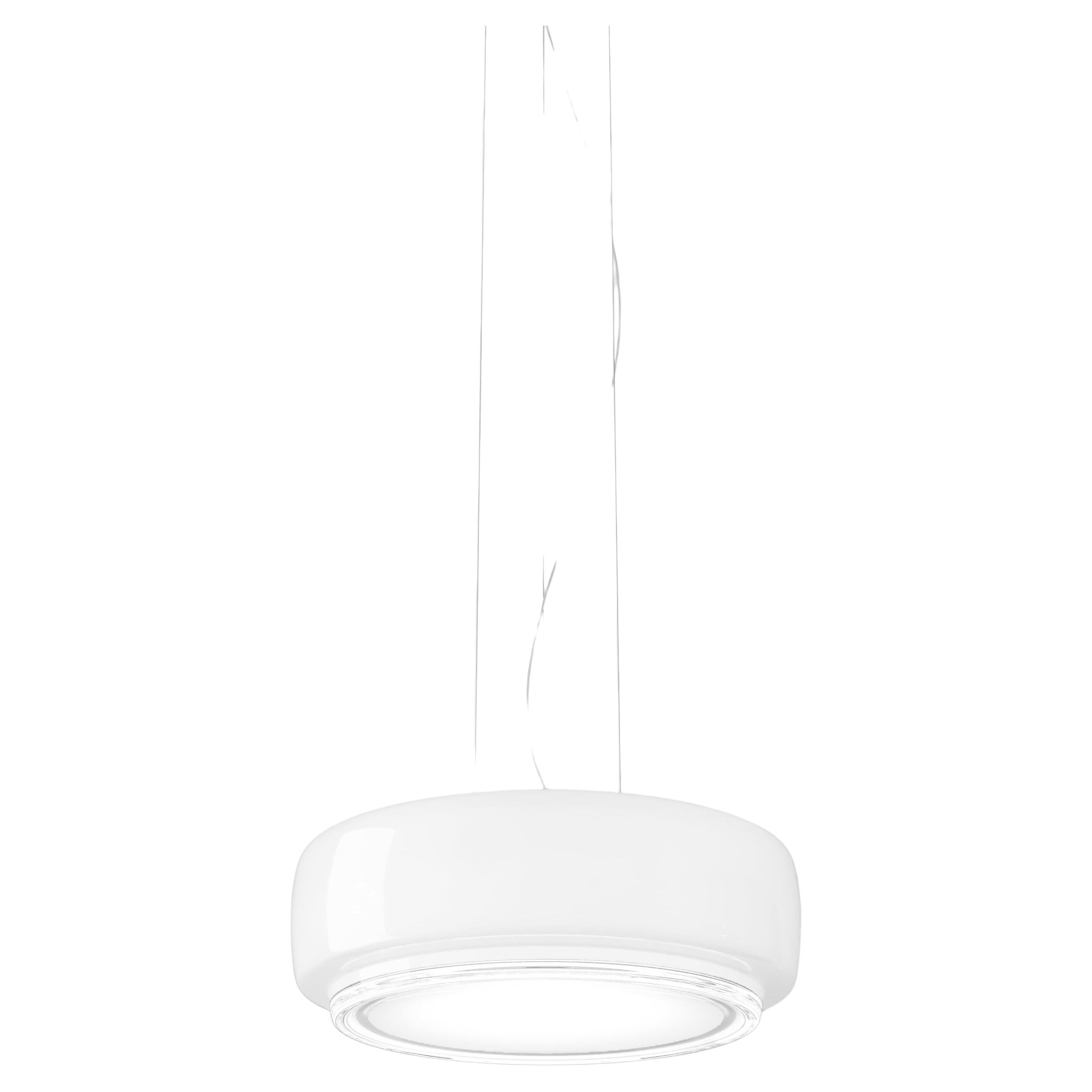 Vistosi Bot Pendant Light in White Crystal With Glossy White Frame For Sale