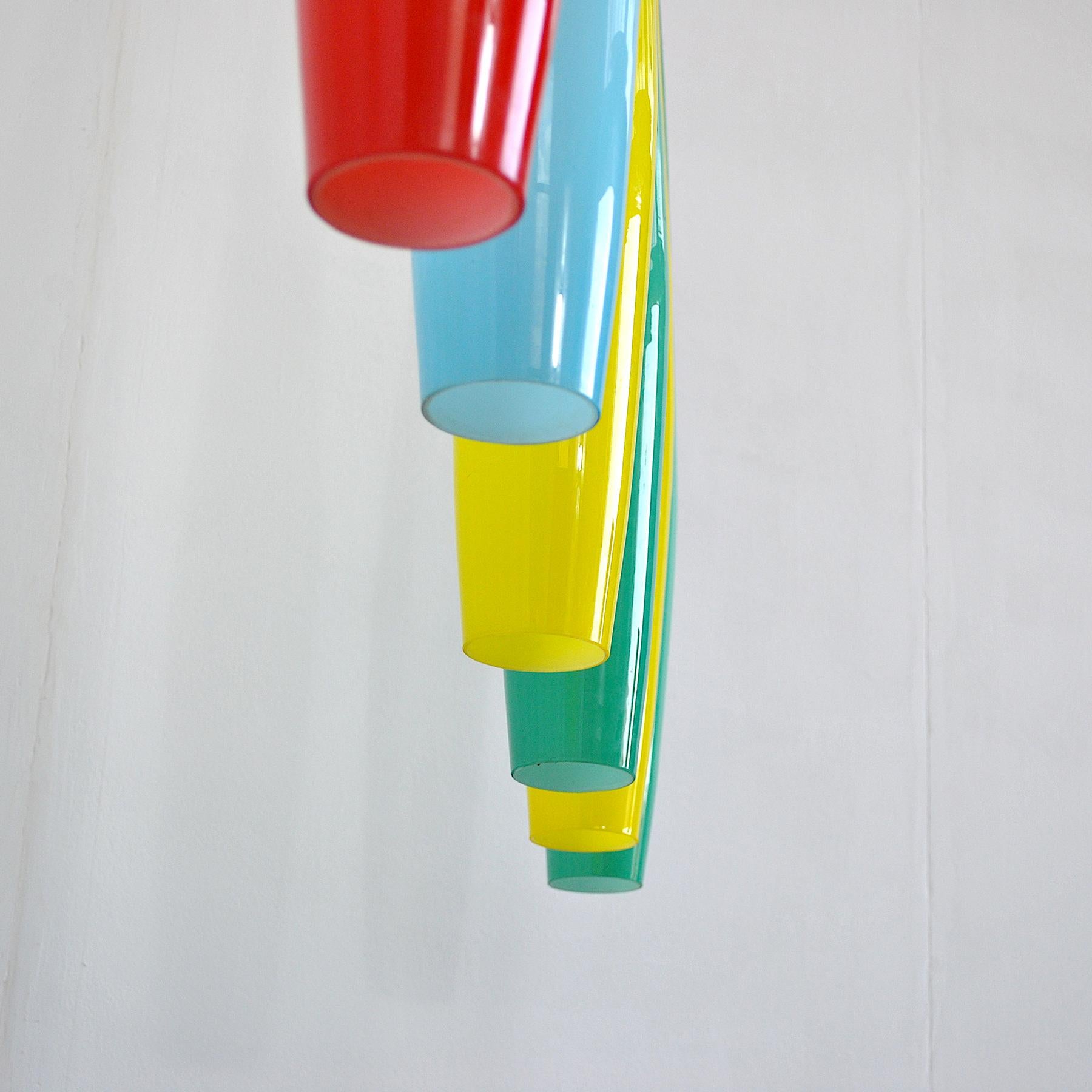 Vistosi Chandelier in Murano Colored Glass 60's For Sale 3