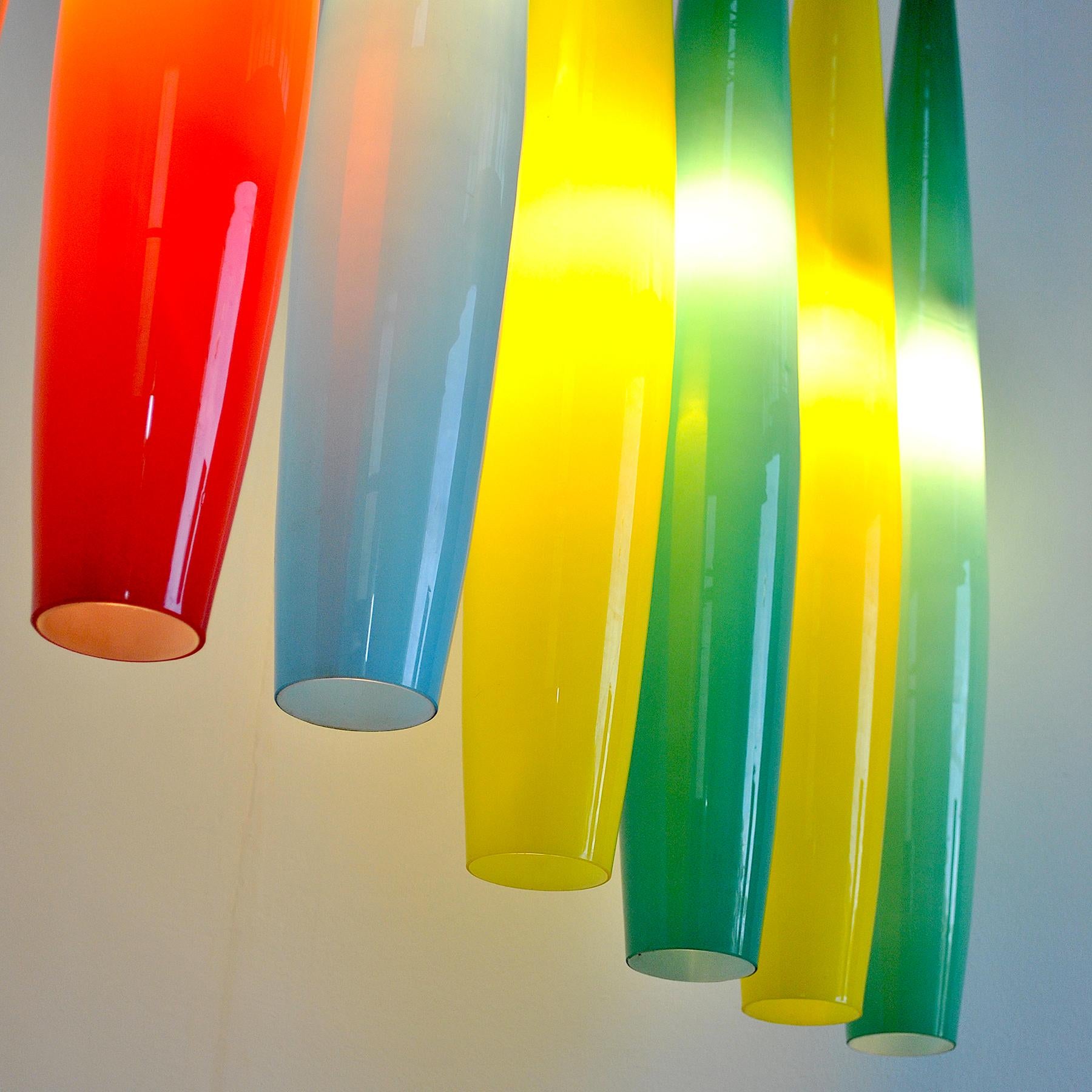 Vistosi Chandelier in Murano Colored Glass 60's For Sale 9