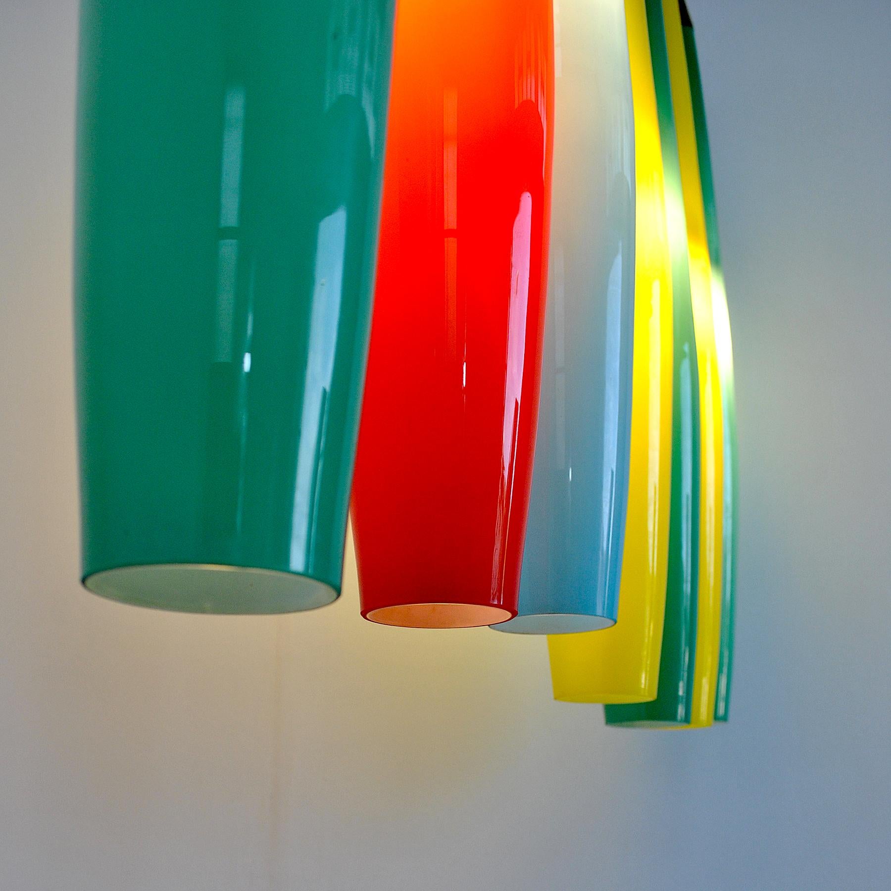 Lustre Vistosi en verre coloré de Murano 60''s en vente 9