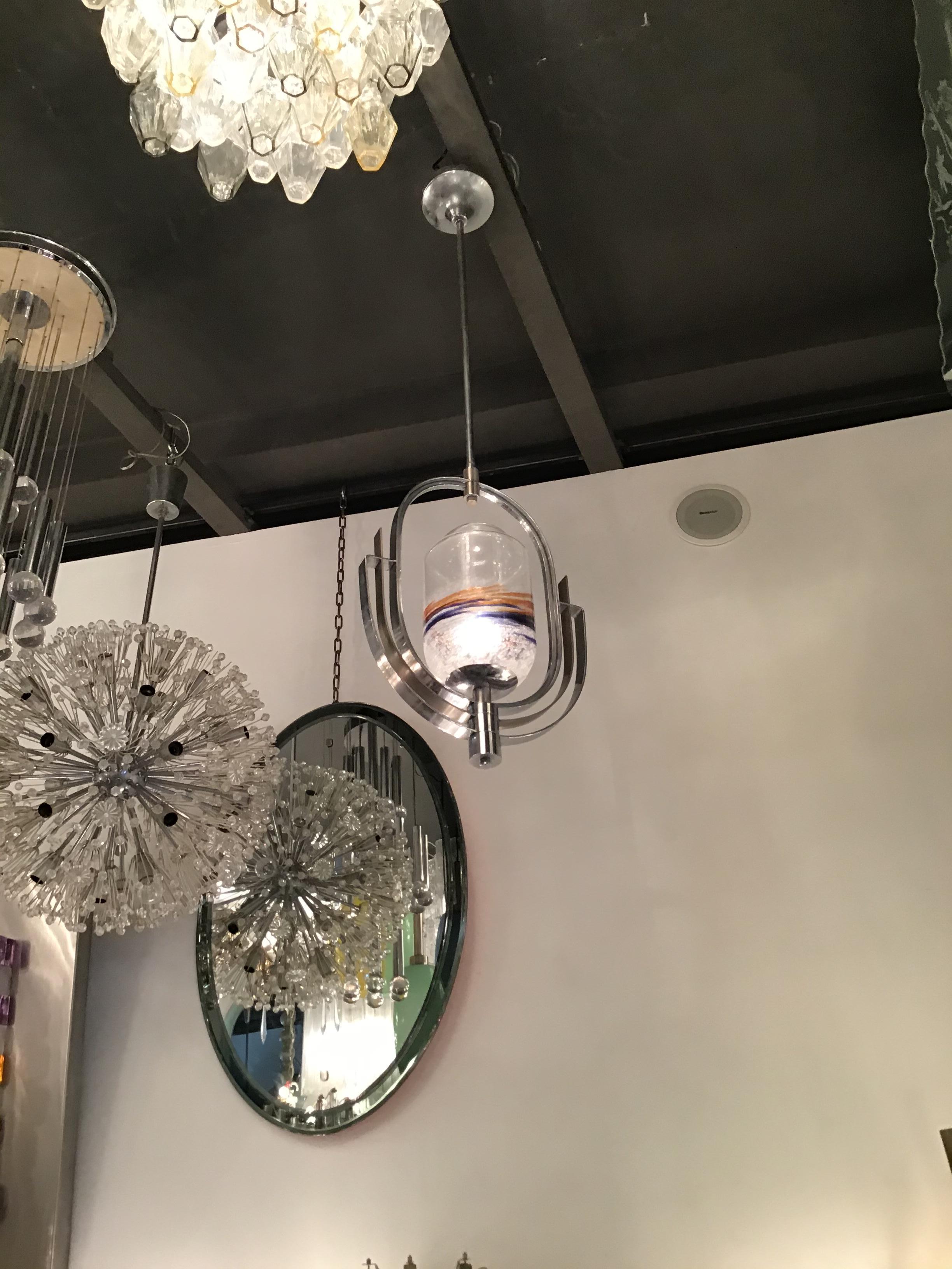 Lampadario Vistosi Vetro di Murano Metallo Crome 1960 Italia in vendita 4