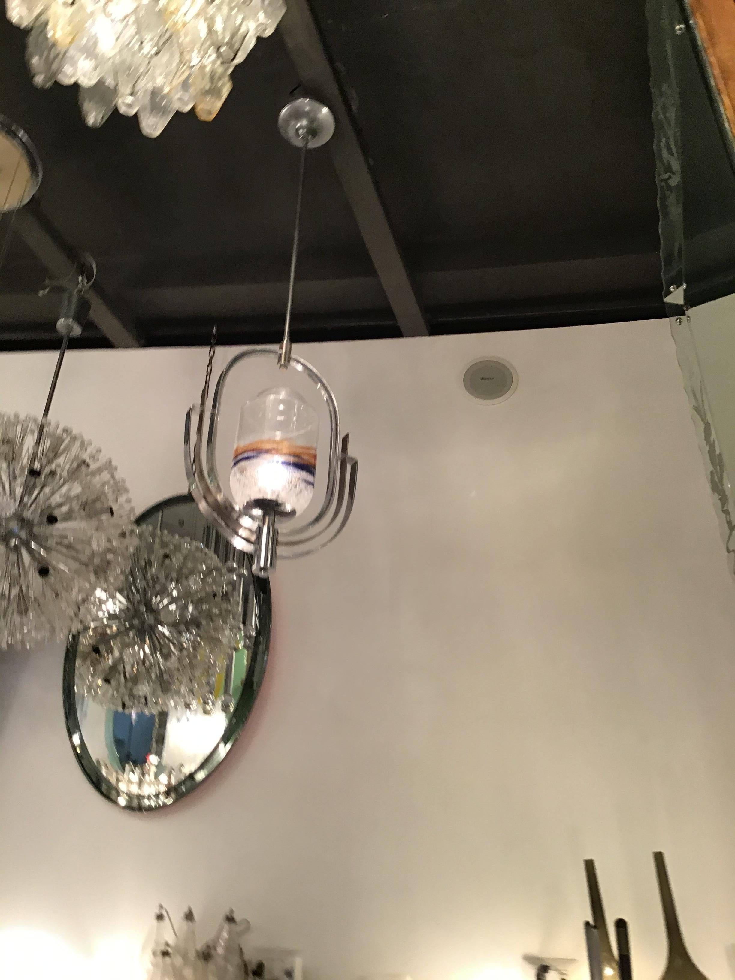 Lampadario Vistosi Vetro di Murano Metallo Crome 1960 Italia in vendita 1