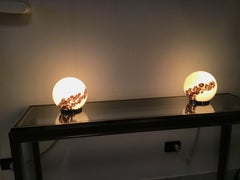 Vistosi Couple Lampe de table Verre de Murano Métal:: 1960:: Italie