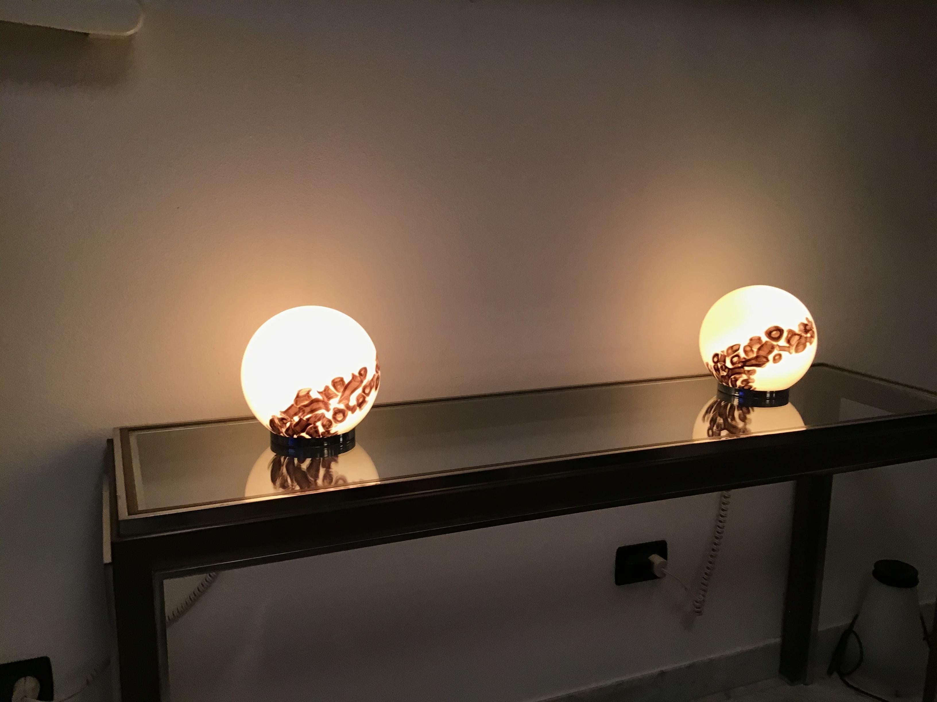 Autre Vistosi Couple Lampe de table Verre de Murano Métal:: 1960:: Italie en vente