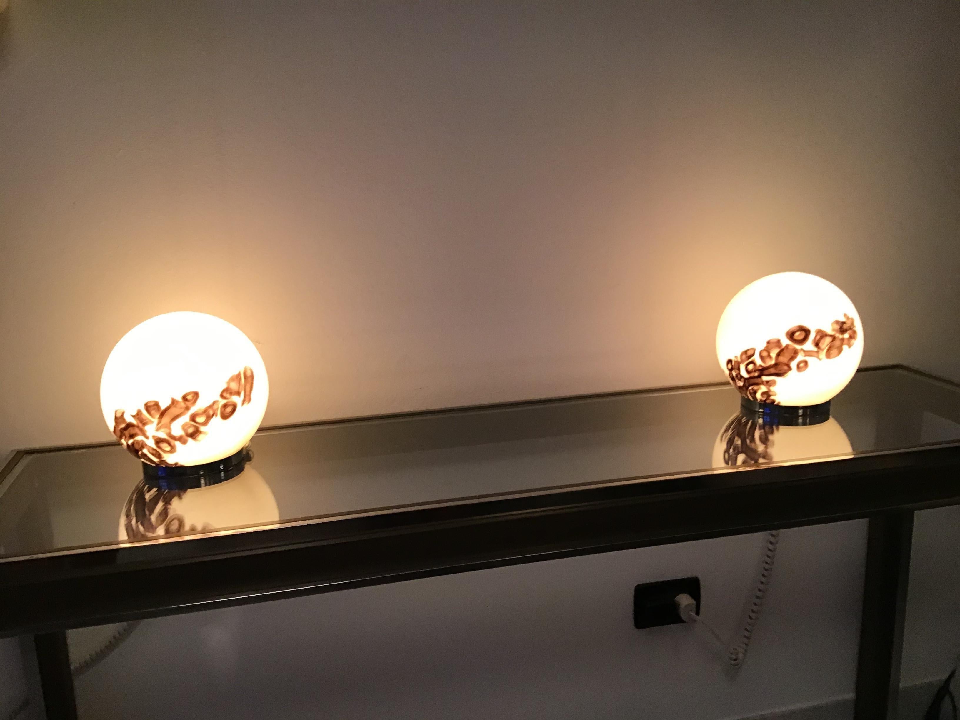 Milieu du XXe siècle Vistosi Couple Lampe de table Verre de Murano Métal:: 1960:: Italie en vente
