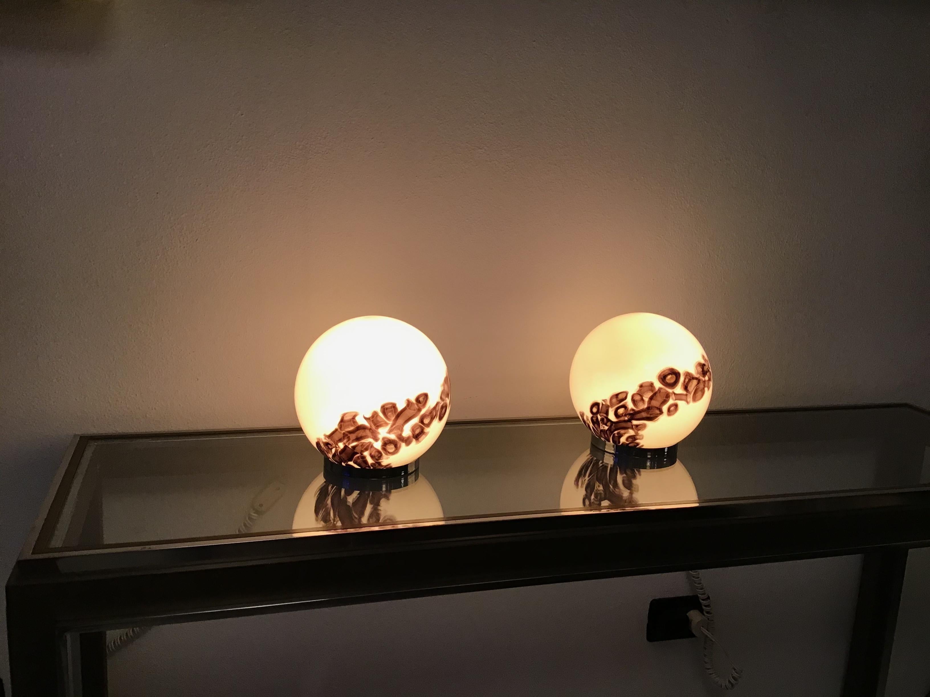 Vistosi Couple Lampe de table Verre de Murano Métal:: 1960:: Italie en vente 2