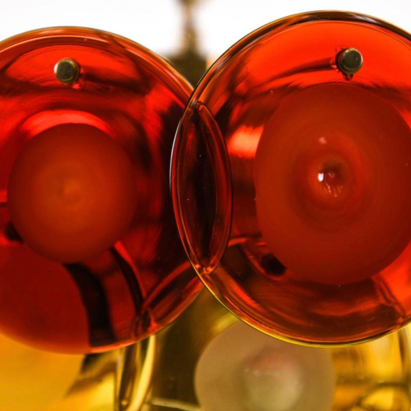 Vistosi Crimson-Kronleuchter aus bernsteinfarbenem und cremefarbenem Muranoglas, Messing, 1960er Jahre im Angebot 2