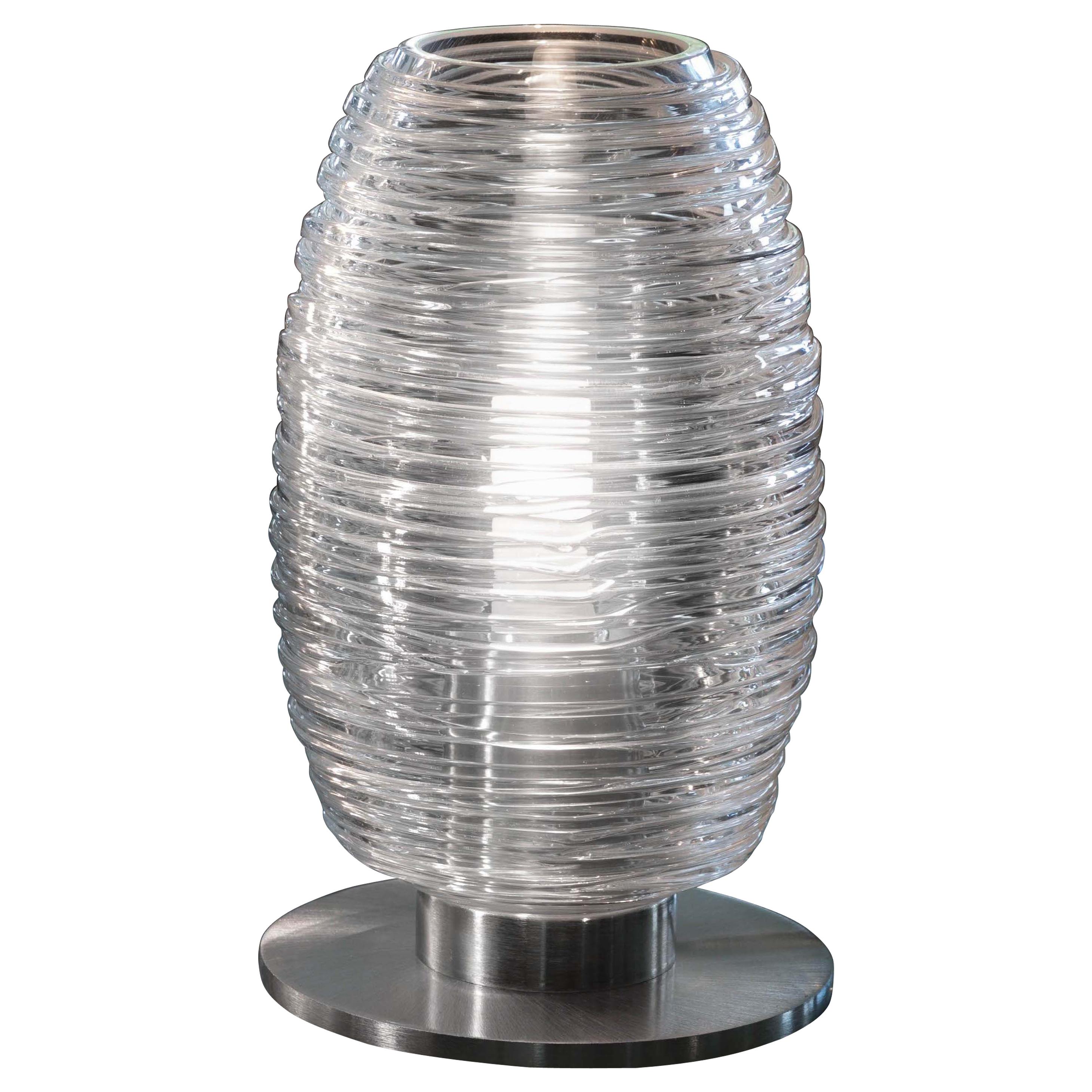 For Sale: Clear (Crystal and Crystal) Vistosi Damasco Medium Table Lamp by Paolo Crepax