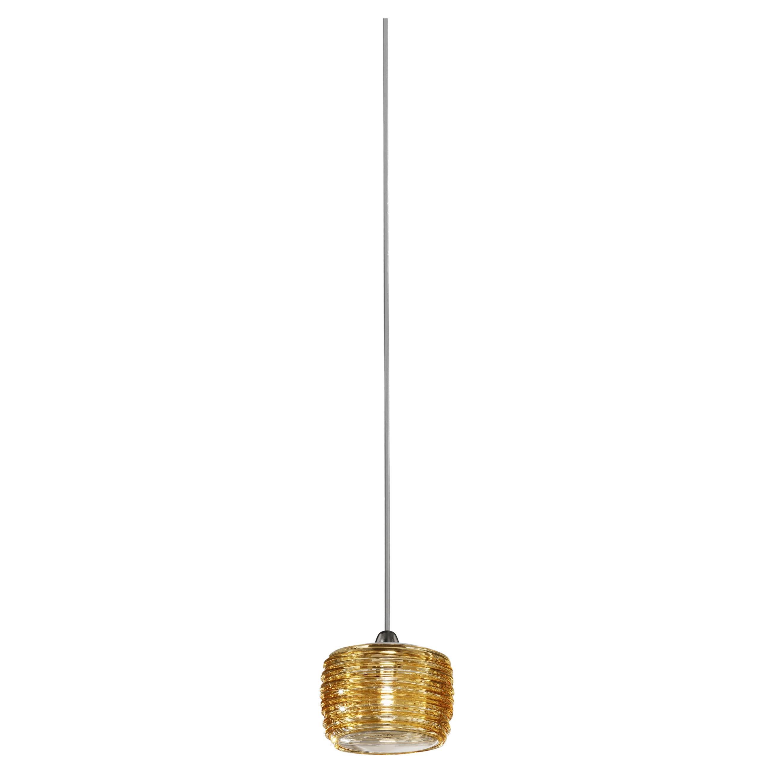 Vistosi Damascus Pendant Light in Crystal Amber by Paolo Crepax For Sale