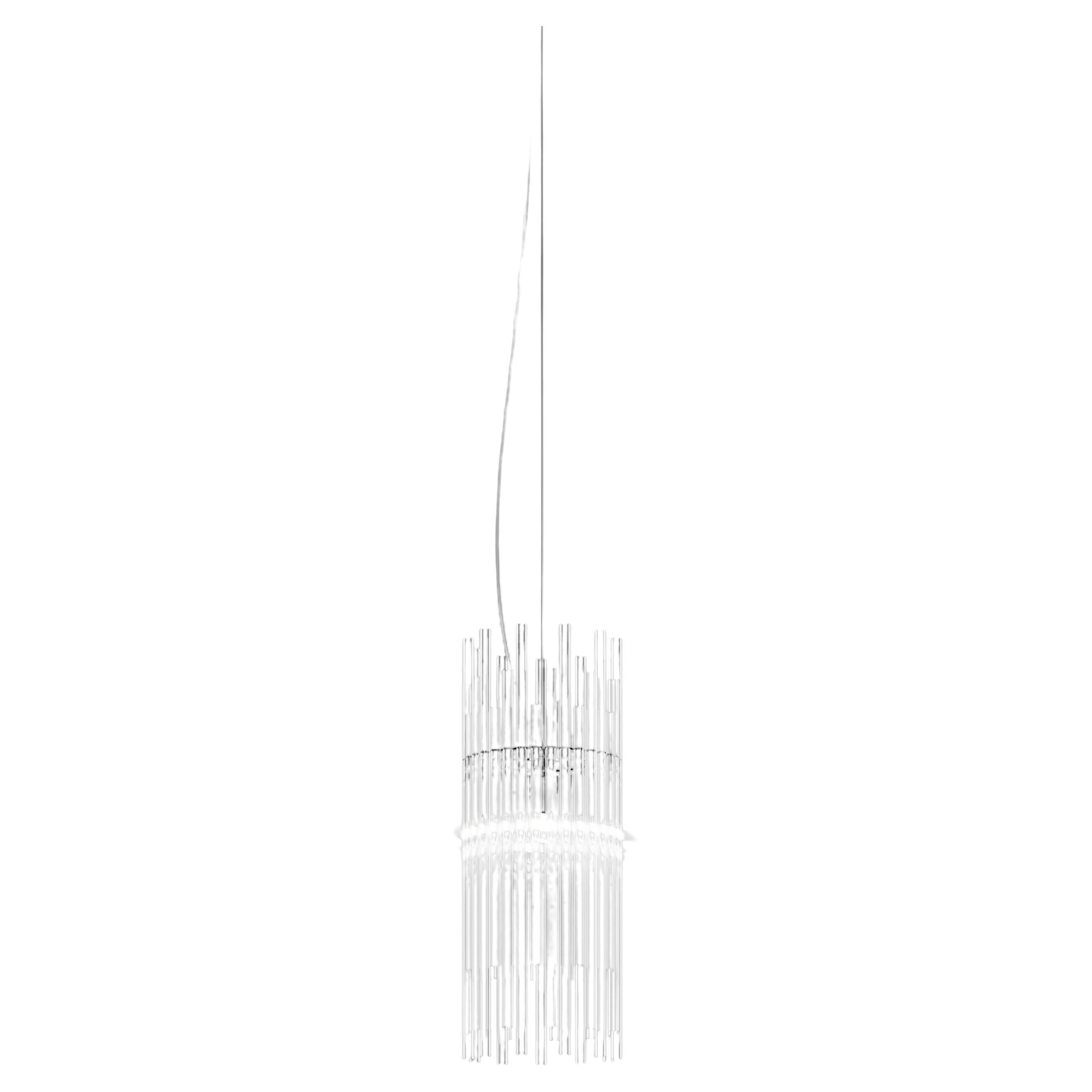 Vistosi Diadema Pendant Light BM in Crystal with Glossy Chrome Frame Finish For Sale