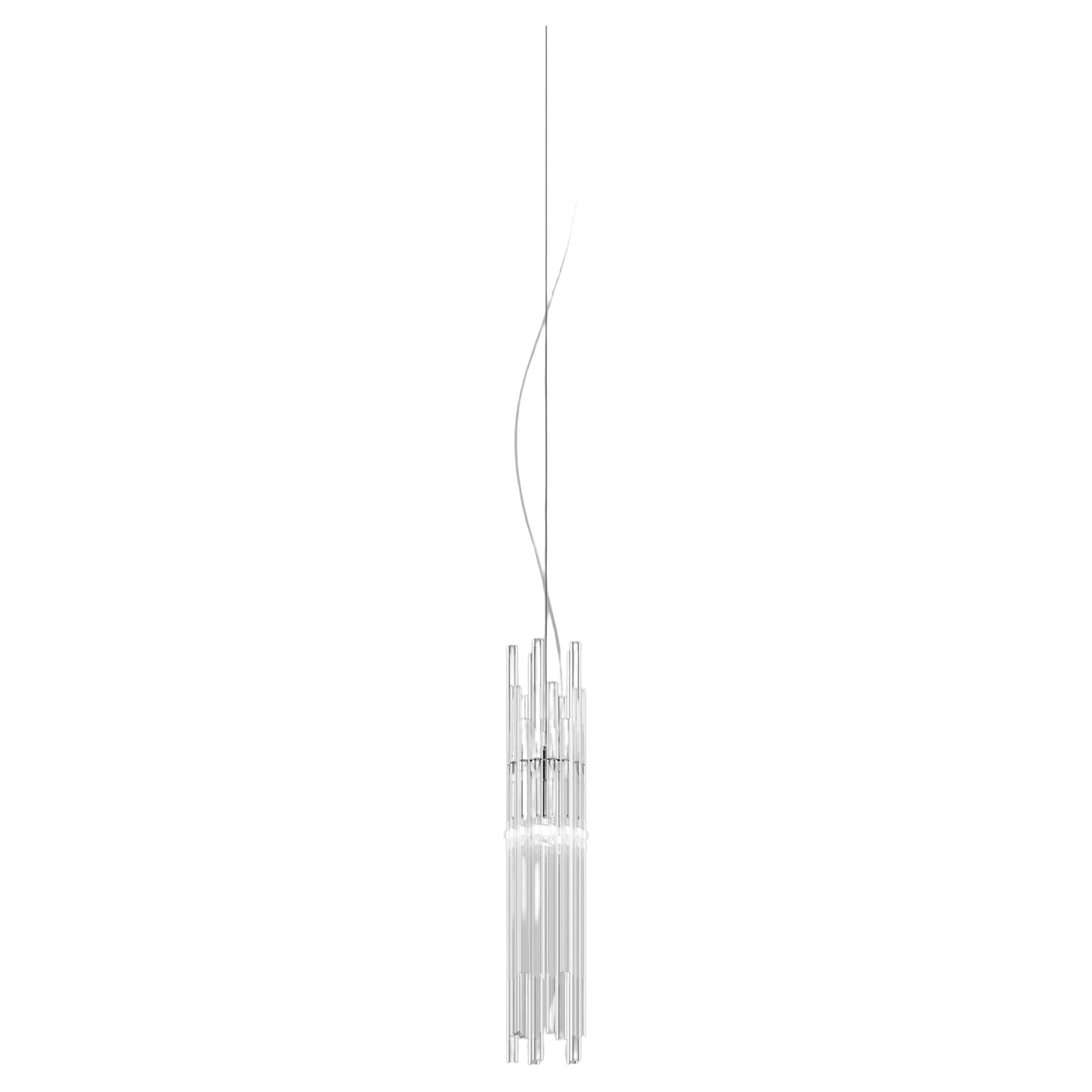 Vistosi Diadema Pendant Light BP in cristallo con cornice in cromo lucido