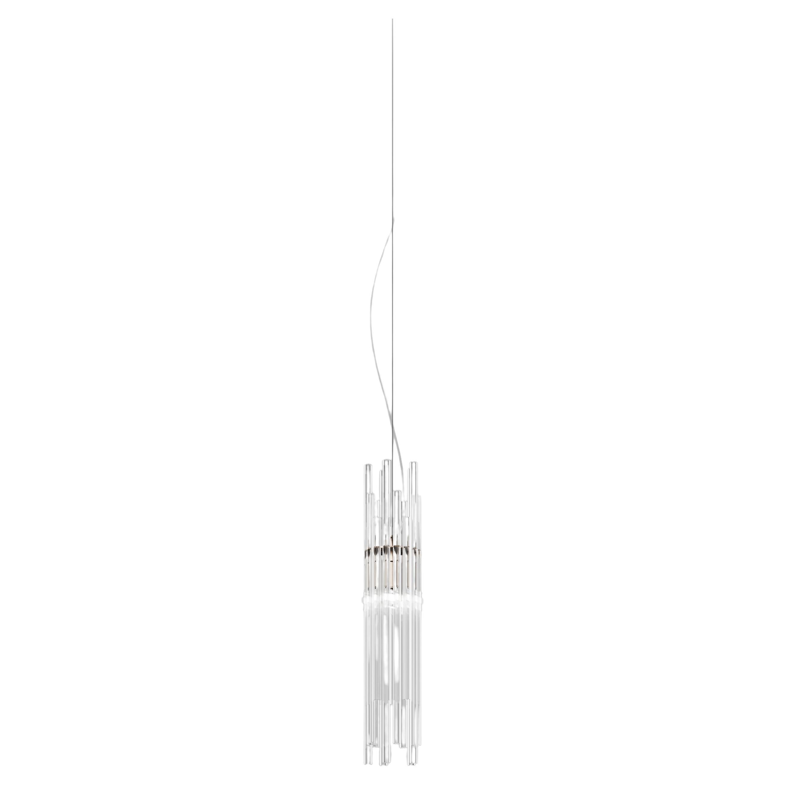 Vistosi Diadema Pendant Light BP in Crystal with Matt Bronze Frame Finish