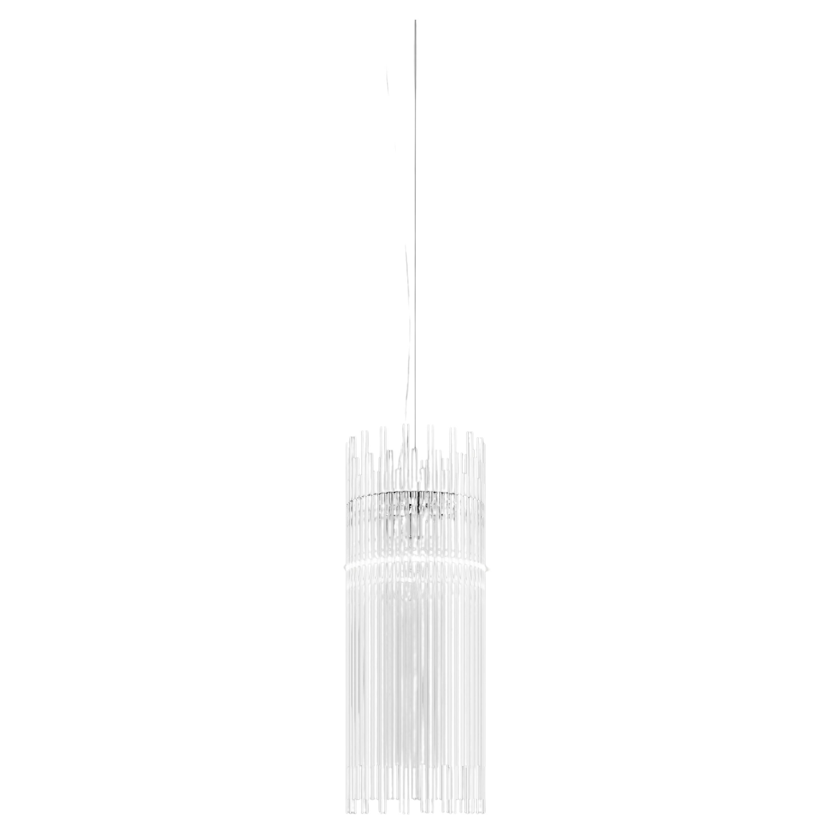 Lampe à suspension CG Vistosi Diadema en cristal avec finition de cadre chromé brillant