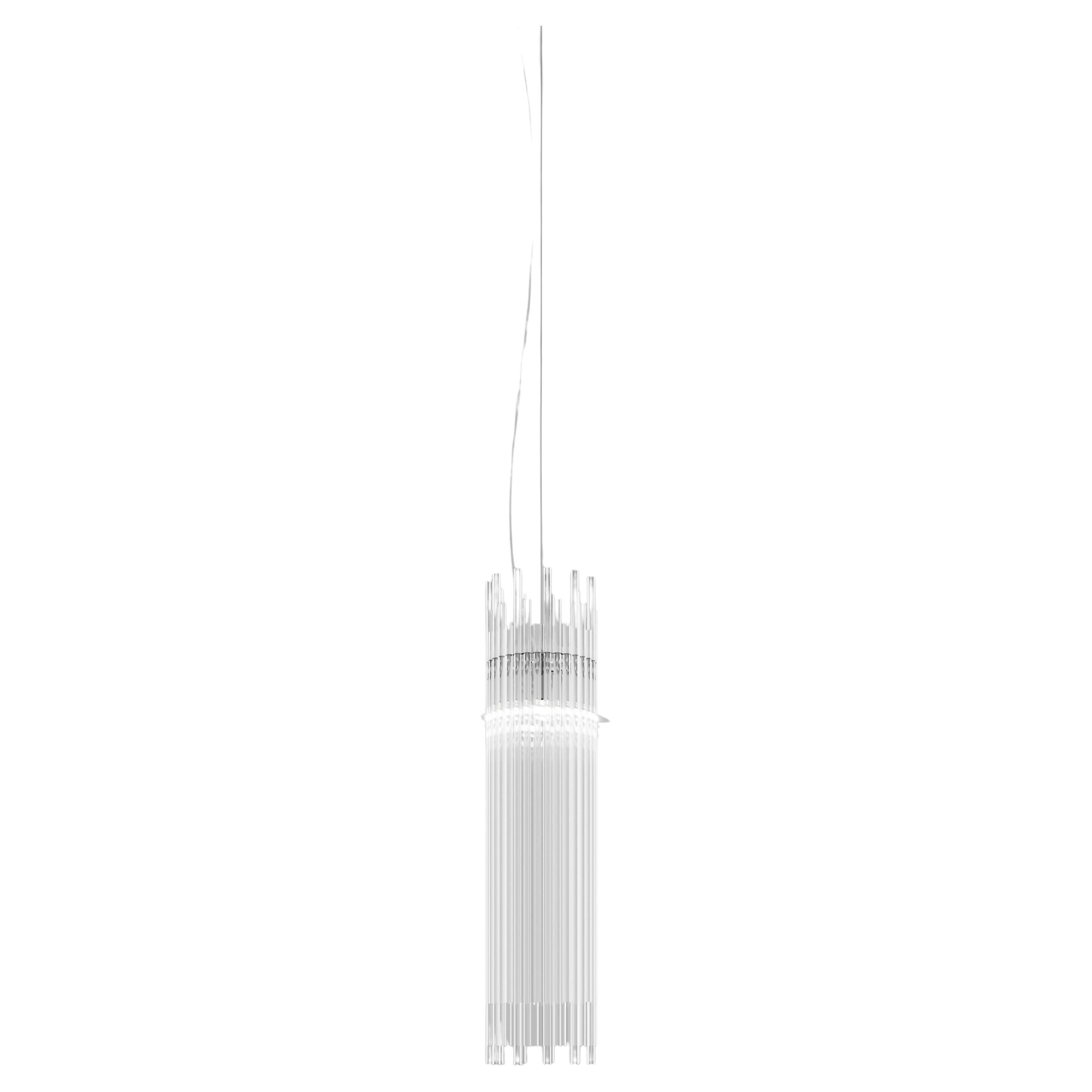 Vistosi Diadema Pendant Light CM in Crystal with Glossy Chrome Frame Finish