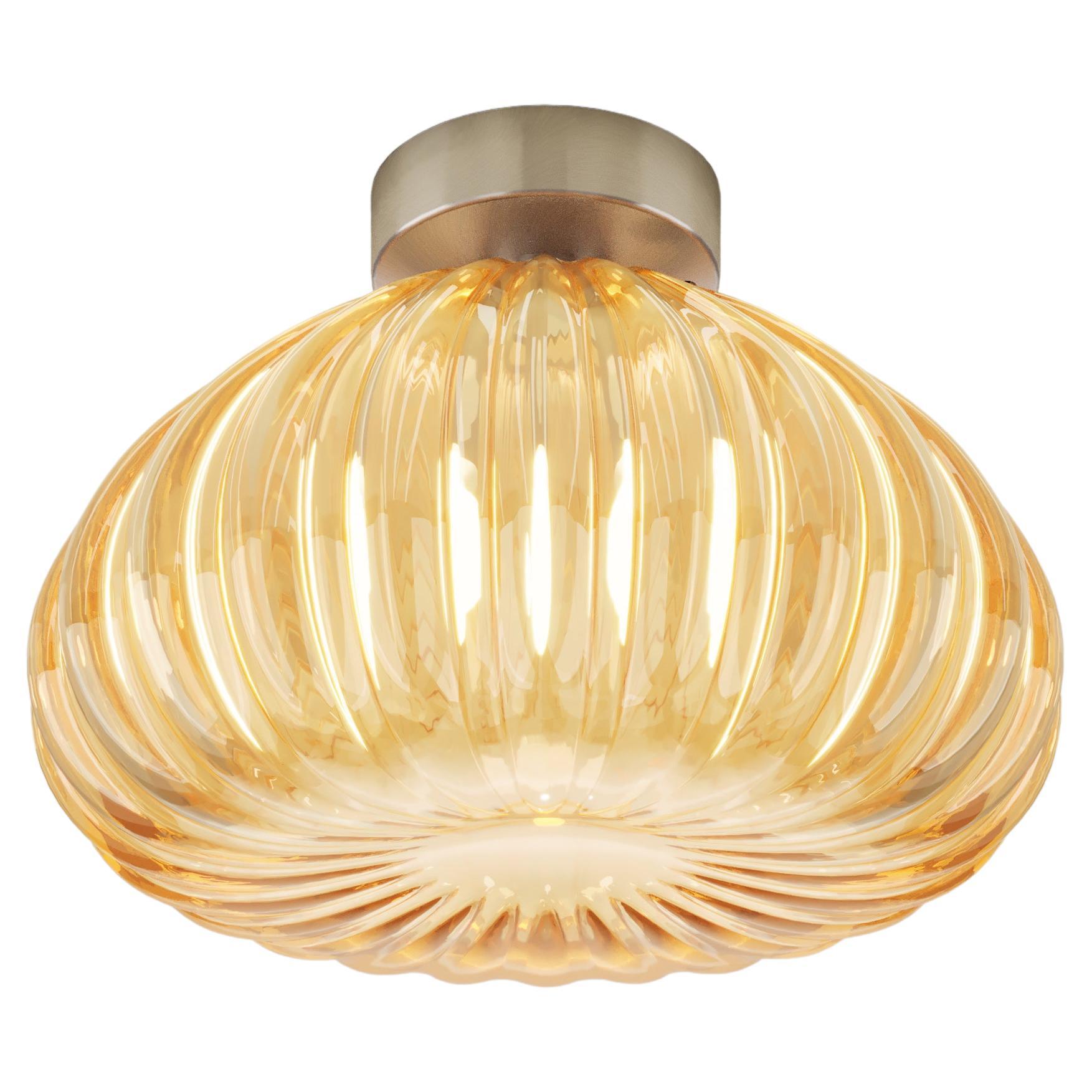 Vistosi Diamante Flush Light G in Amber Glass Finish by Barbara Maggiolo